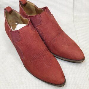 Lucky Brand Joelle Ankle Boots Leather Suede Ruby Wine Western Womens 6 B